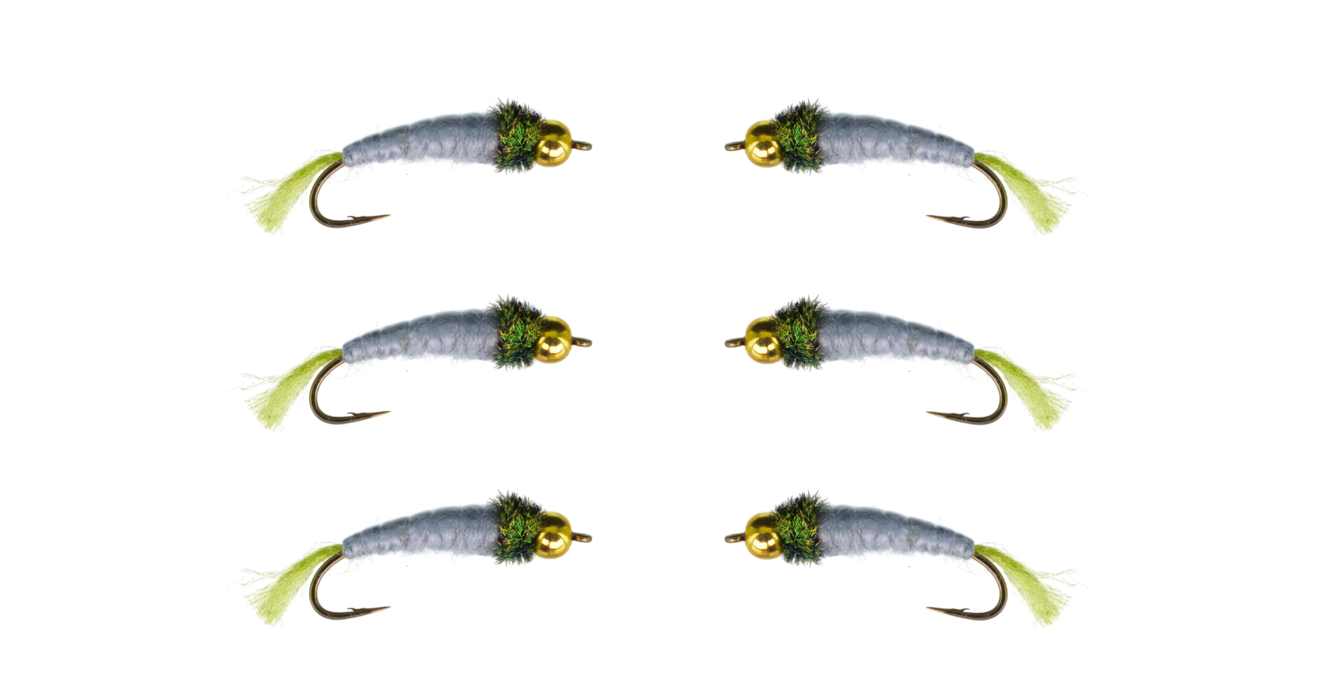Crane Fly Larve Green Grey 6 Pack Fly Fishing Flies For Less